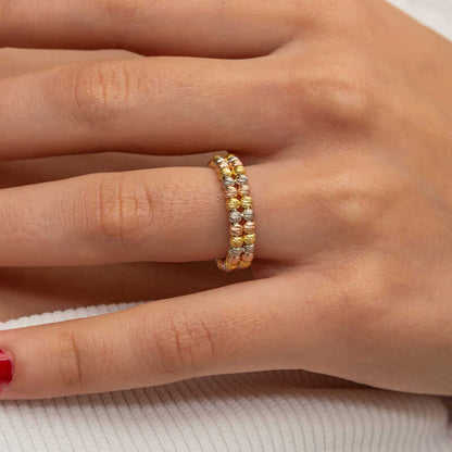 Bague en argent à double rangée de diamants doriques pour femme