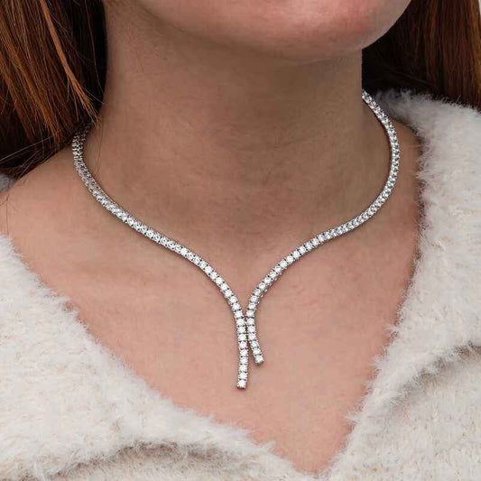 Double Row Channel Women's Silver Necklace