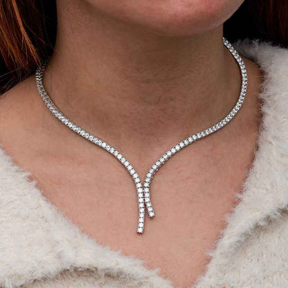 Double Row Channel Women's Silver Necklace