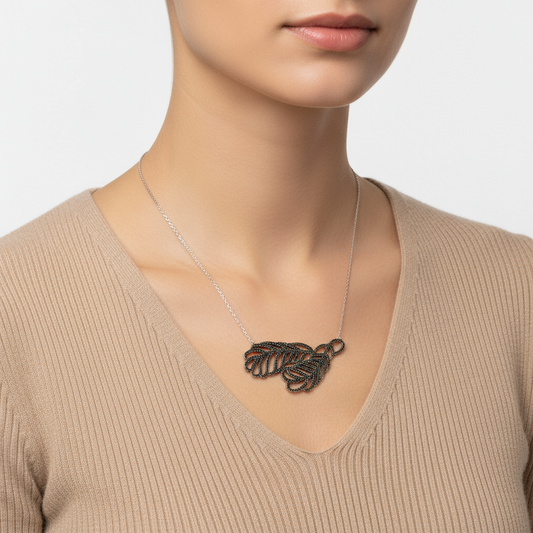 Zweiblättrige Silberkette für Damen