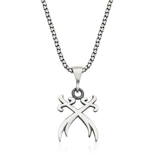 Double Zulfiqar Sword Silver Necklace
