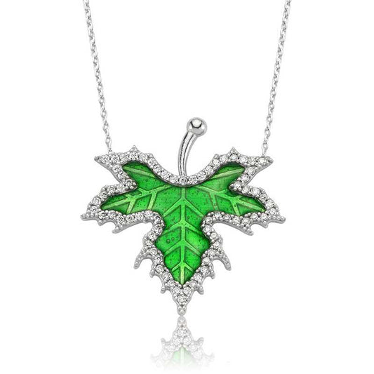 Spring Sycamore Leaf Women's Silver Necklace