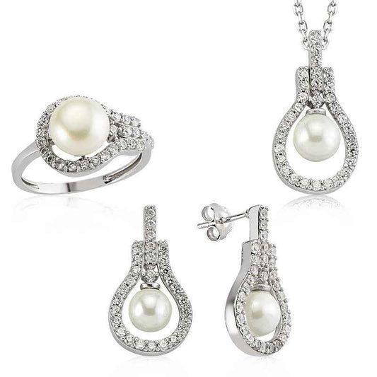 Pearl Drop Women's Silver Set