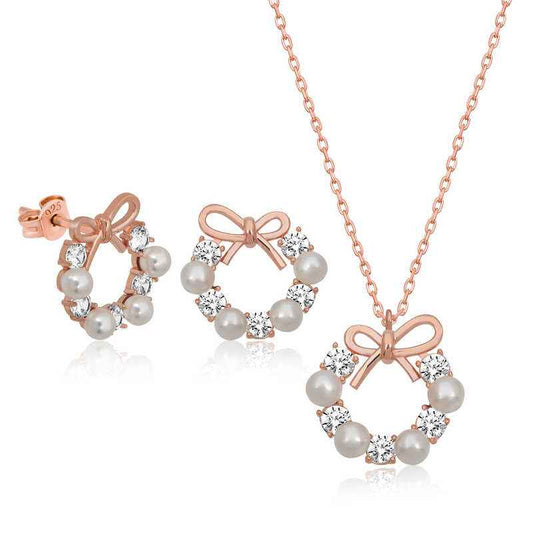 Pearl Ribbon Women's Silver Set
