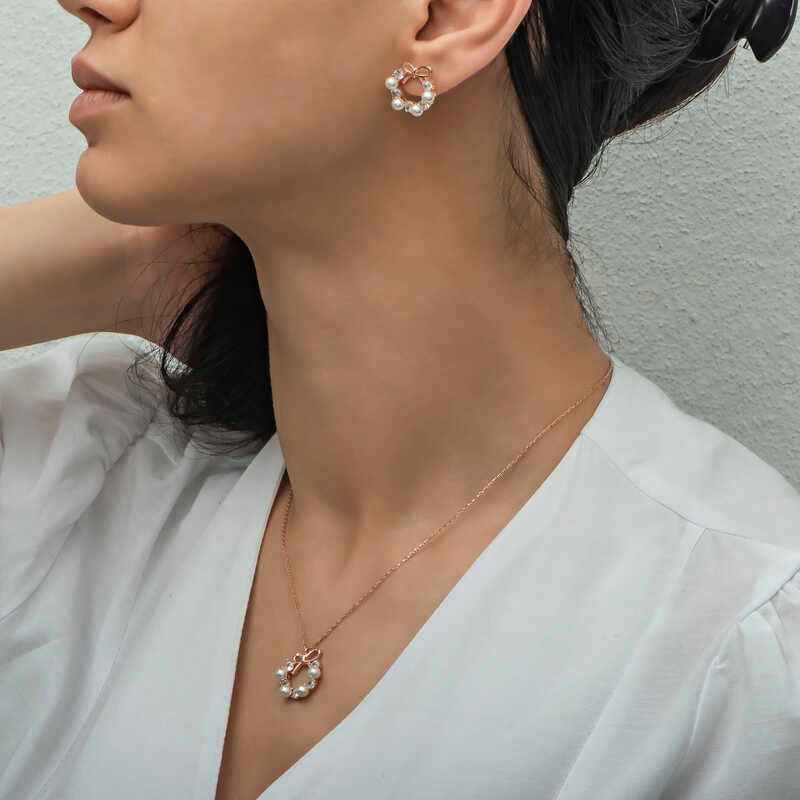 Pearl Ribbon Women's Silver Set