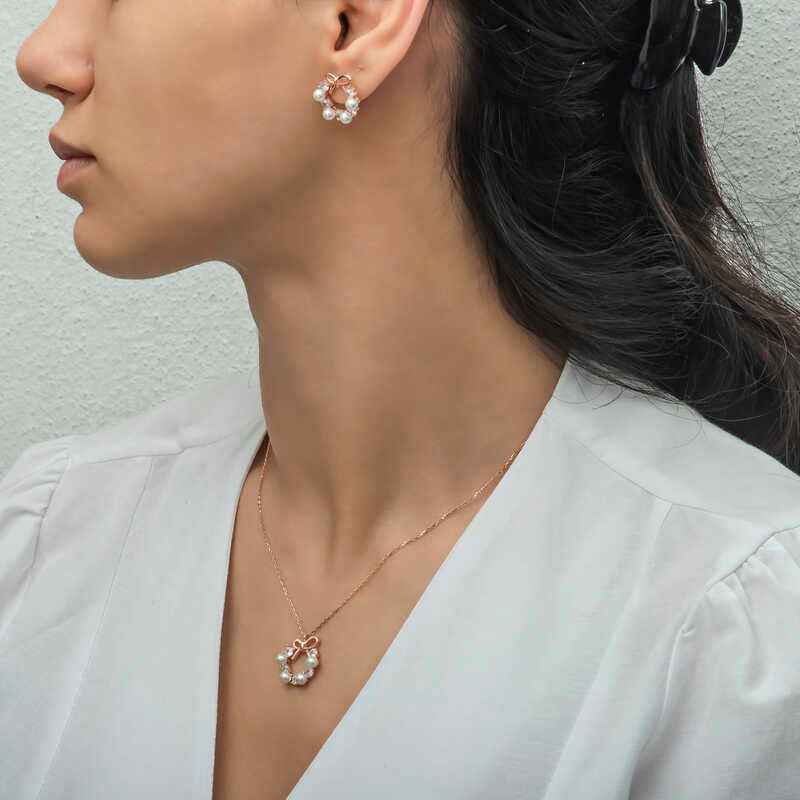 Pearl Ribbon Women's Silver Set
