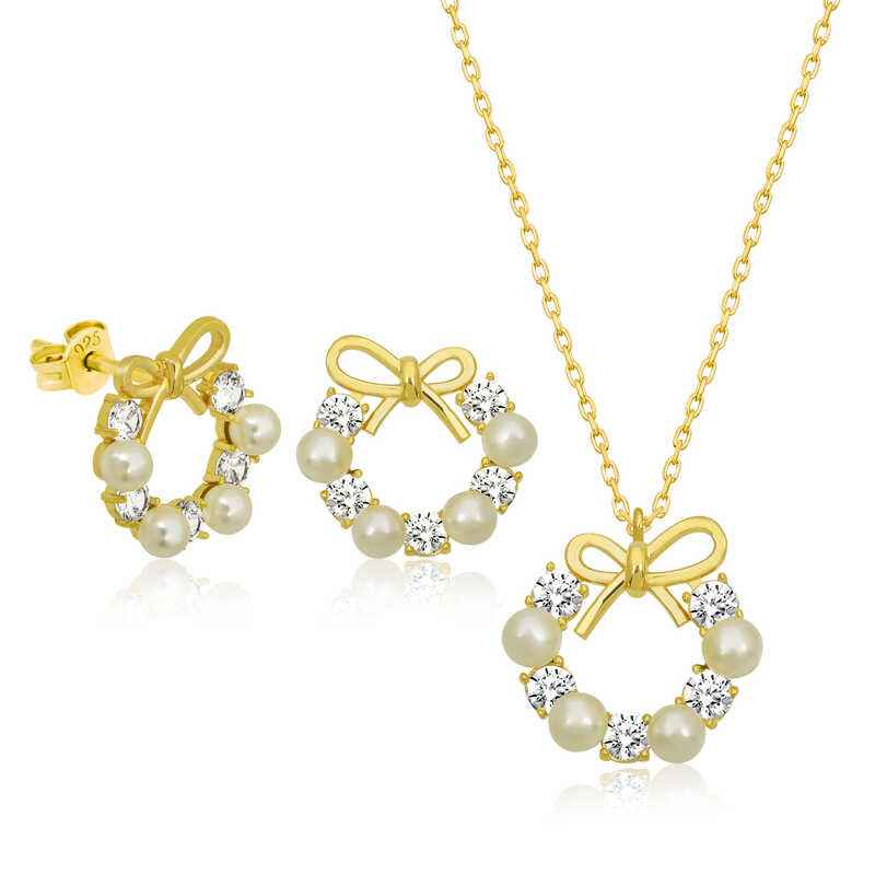 Pearl Ribbon Women's Silver Set