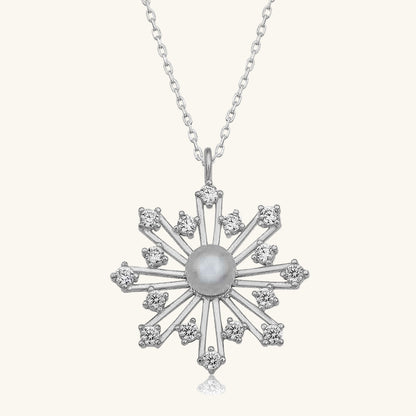 Pearl Snowflake Women's Silver Necklace