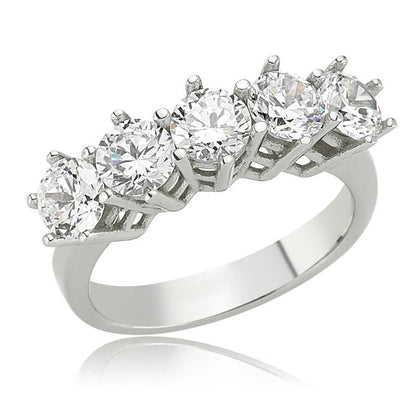 Bague en argent pour femme avec boîte lumineuse et 5 pierres 