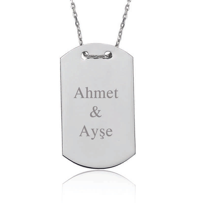 Collier en argent pour femme avec plaque d'identité militaire personnalisée