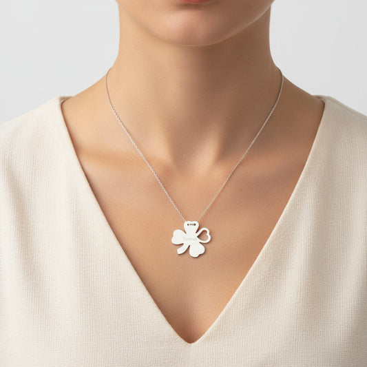 Name: Clover Name Women's Silver Necklace