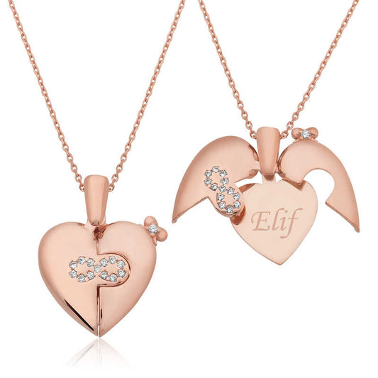 Collier en argent avec cœur infini gravé du nom