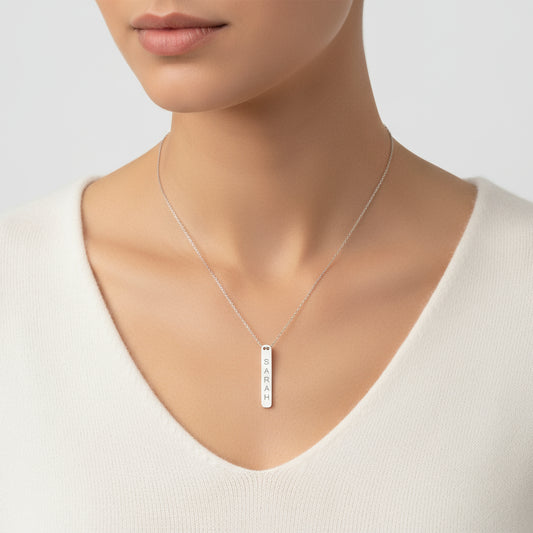 Name Bar Pendant Silver Necklace