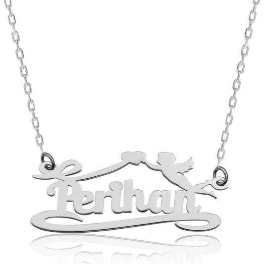 Personalized Name Eros Love Arrow Silver Necklace