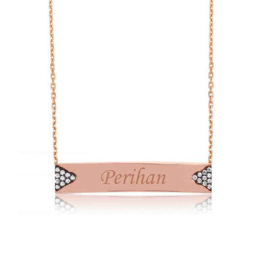 Nameplate Pendant Women's Rose Plated Silver Necklace