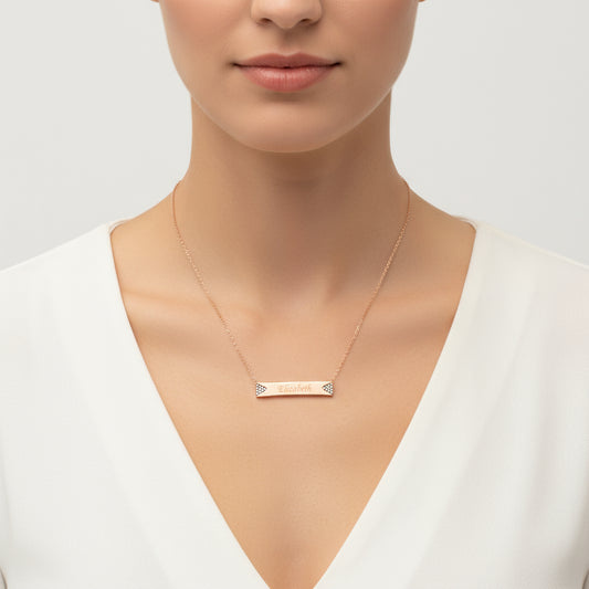 Nameplate Pendant Women's Rose Plated Silver Necklace