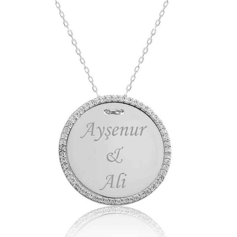 Stone Personalized Name Women's Silver Necklace