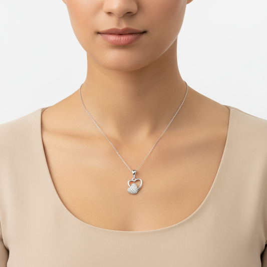 Collier en argent en forme de cœur pour femme