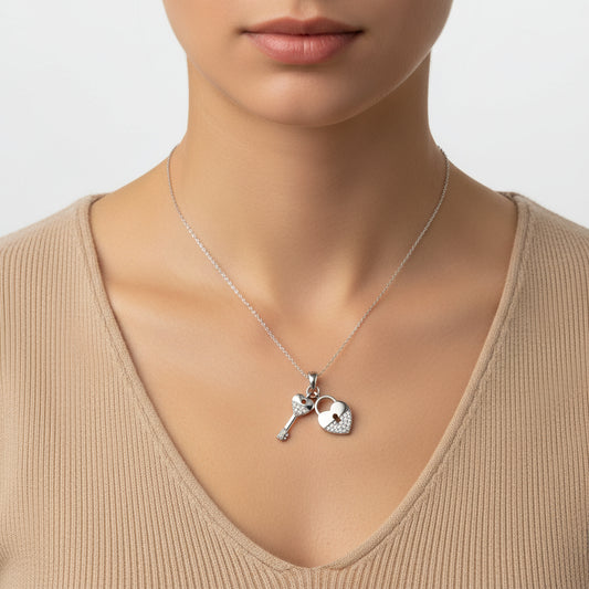 Collier en argent pour femme Clé de mon cœur
