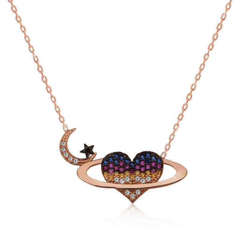Heart Planet Women's Silver Necklace