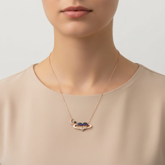 Heart Planet Women's Silver Necklace