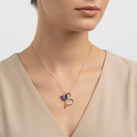 The Butterfly of My Heart Women's Silver Necklace