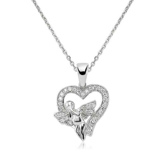 Angel Heart Women's Silver Necklace