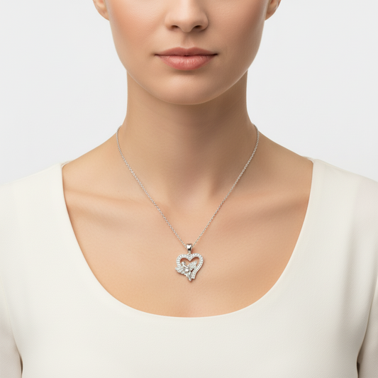 Angel Heart Women's Silver Necklace