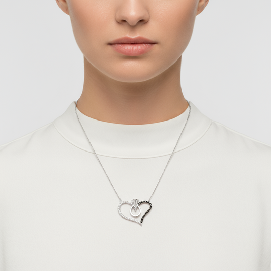 Single Stone Heart Women's Silver Necklace