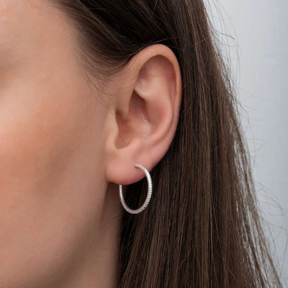 Boucles d'oreilles en argent pour femme avec anneau crayon