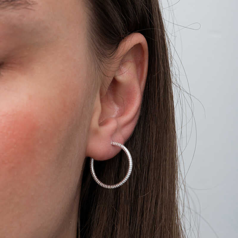 Boucles d'oreilles en argent pour femme avec anneau crayon