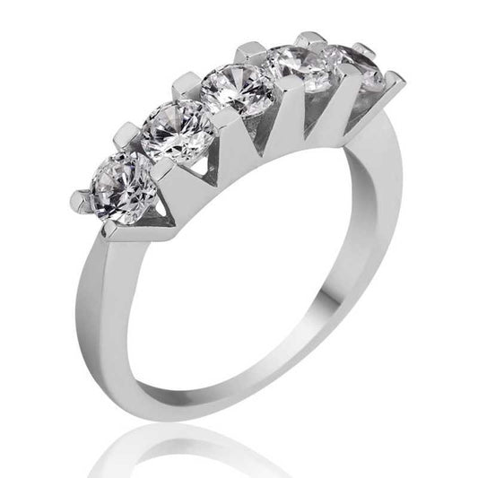 Bague en argent pour femme à 5 pierres 