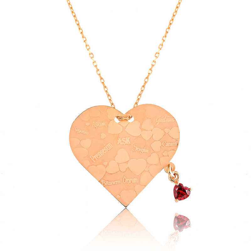 Heart-Shaped Love Quotes Women's Silver Necklace