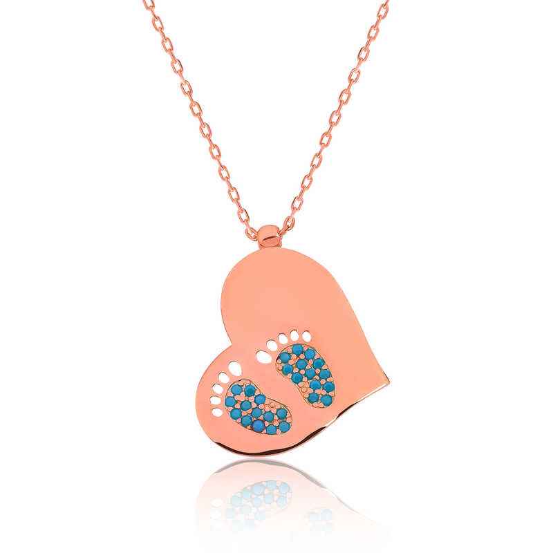 Heart-Shaped Footprint Women's Silver Pendant