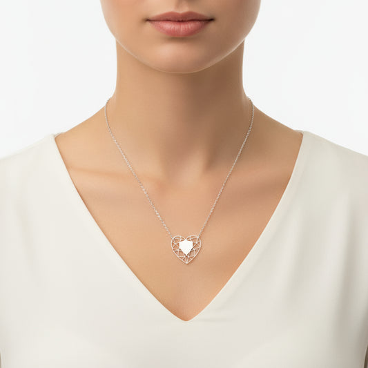 Herz Hoop Damen Silber Halskette