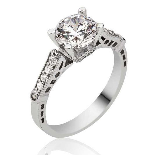 Single Stone Women's Silver Ring