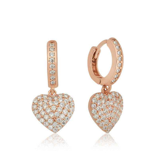 Heart Detailed Silver Hook Earrings