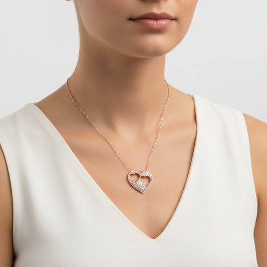 Collier en argent en forme de cœur pour femme