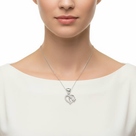 Collier en argent en forme de cœur pour femme