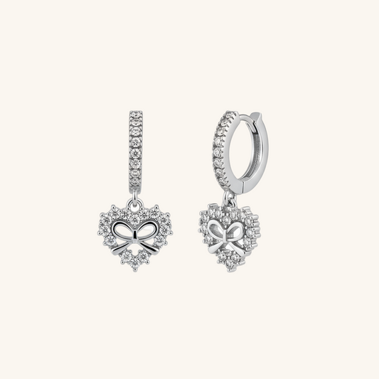 Herzband baumelnde Damen-Silberohrringe