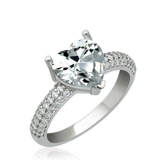 Heart Mount Women's Silver Ring