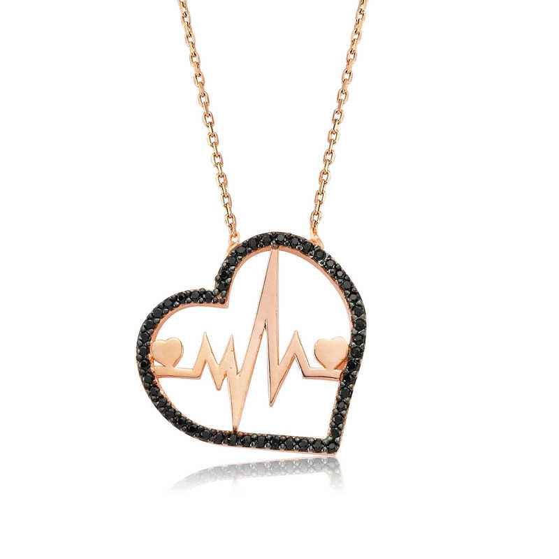 Heartbeat Women's Rose Plated Silver Necklace