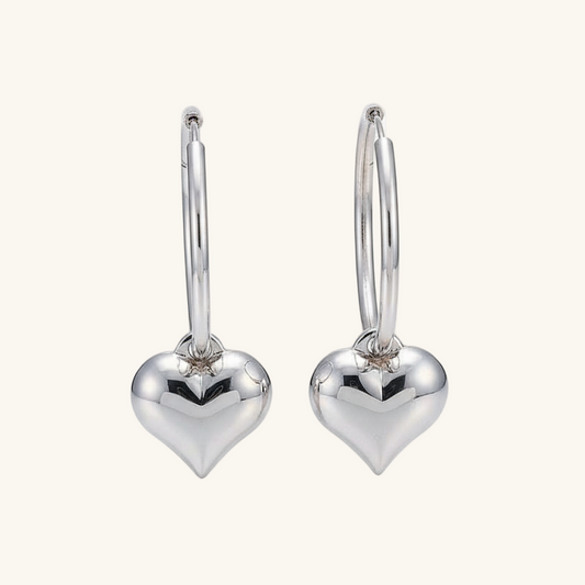 Heart Dangle Women's Silver Earrings