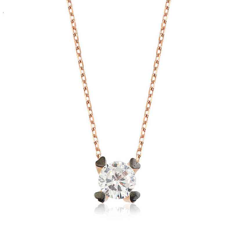 Heart-Shaped Single Stone Women's Silver Necklace