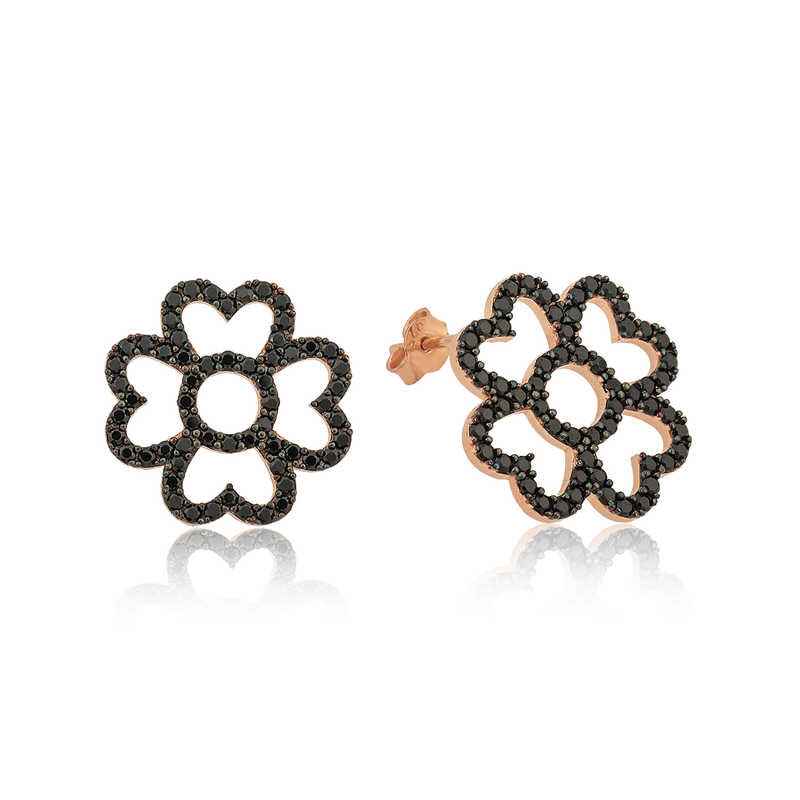Heart Leaf Flower Silver Earrings