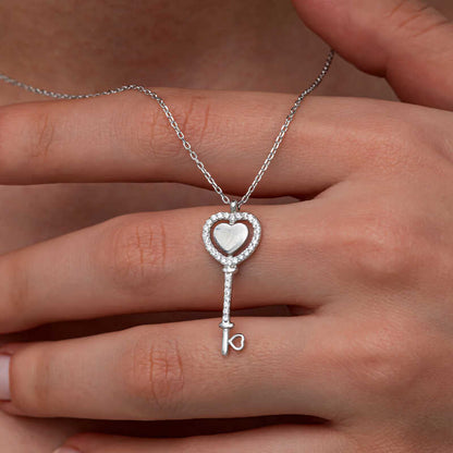Heart Key Women's Silver Necklace