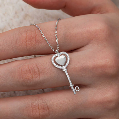 Heart Key Women's Silver Necklace