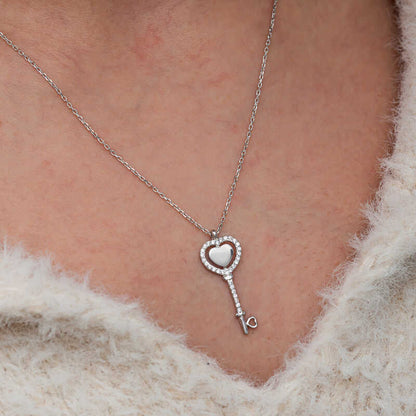 Heart Key Women's Silver Necklace