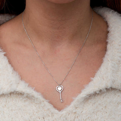 Heart Key Women's Silver Necklace