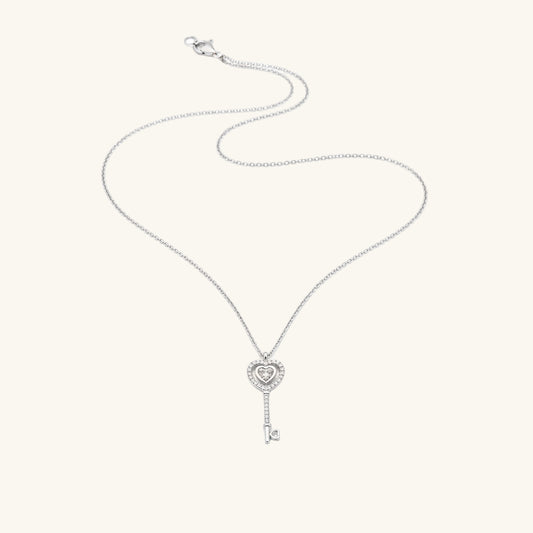 Heart Key Women's Silver Necklace